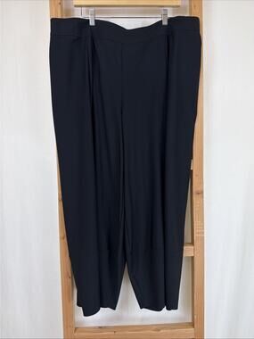 Jason Comfy USA Black Seam Details Pockets Cropped Barrel Pants #1440 Size 3XL